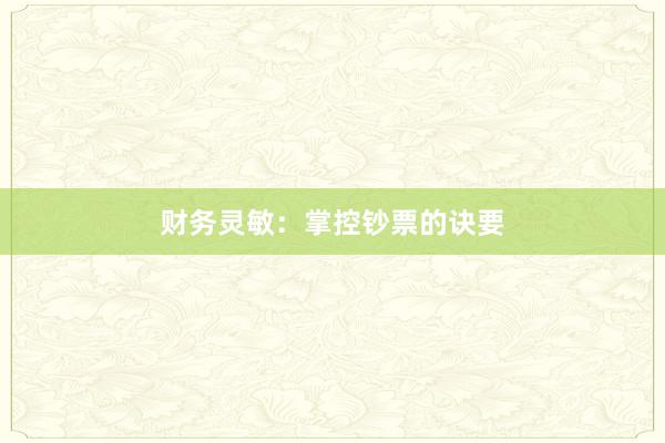 财务灵敏：掌控钞票的诀要